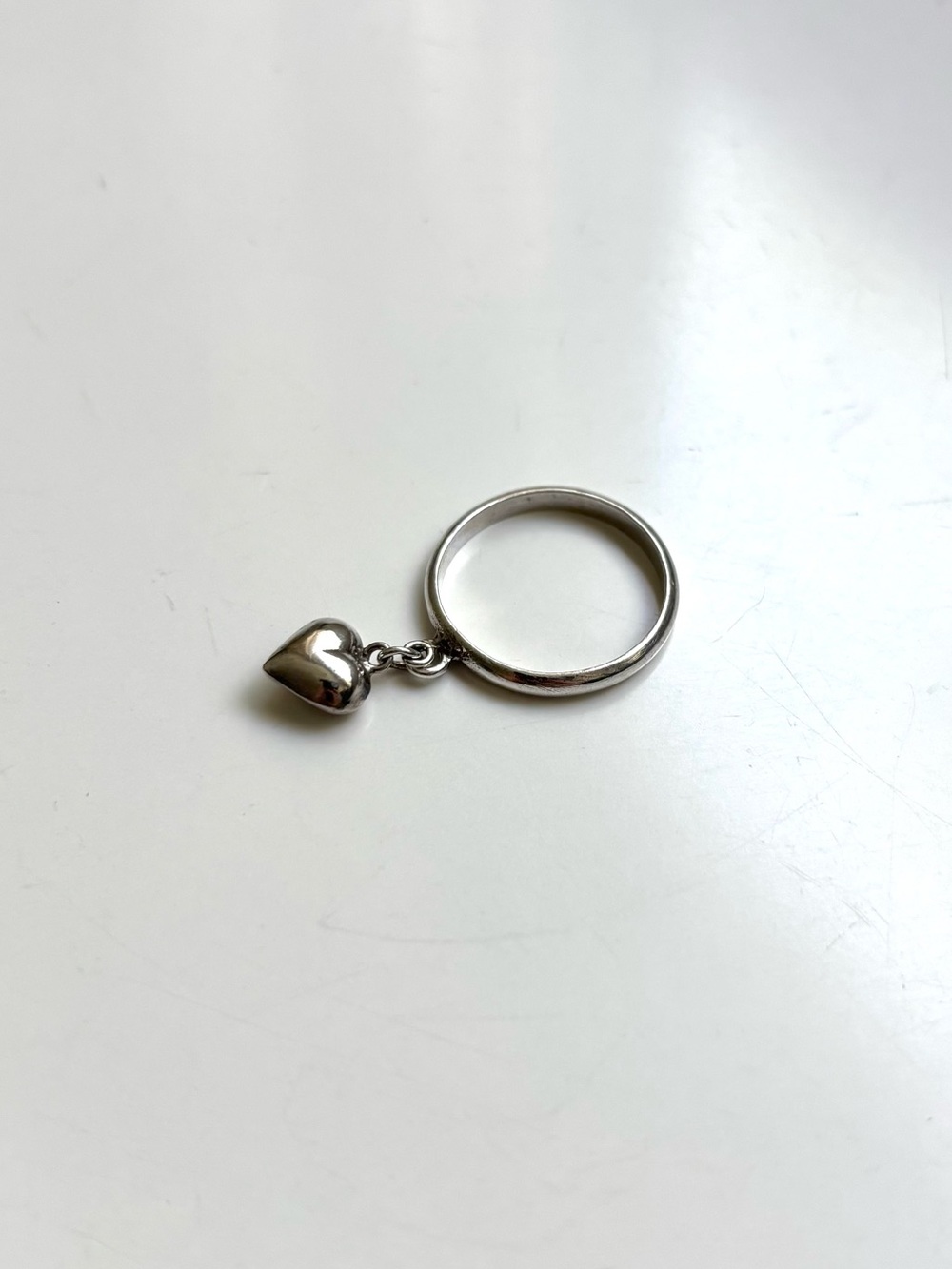 Vintage Sterling Silver Heart Charm Ring Size 7